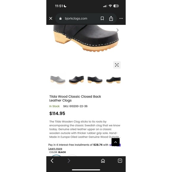 Bjork Beige Leather Swedish Clogs Size 40, New with Flaws, Wood Sole - Picture 10 of 10